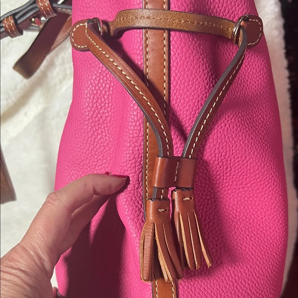 Dooney & Bourke pink and Brown Leather Tote - Picture 3 of 9